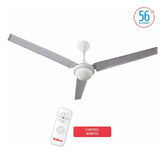 Ventilador Techo Industrial C/luz Y Control Liliana 3 Aspas Blanco Plateado Metal
