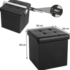 Puff Baulera Plegable Tm Guardado Capitone 38x38 Negro Negro