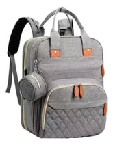 Mochila Multifunción Maternal Cambiador Cuna Para Bebe Gris Gris Claro Liso