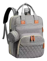 Mochila Multifunción Maternal Cambiador Cuna Para Bebe Gris Gris Claro Liso
