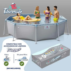 Pileta Piscina De Lona Tiburoncito N°9 5000l 300x70 Cm Gris Lisa