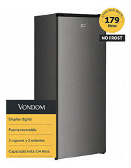 Freezer Vertical No Frost Vondom Fr140 Inox Digital 179l Acero