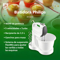 Batidora Philips Viva Collection Hr7200/02 400w Color Blanco