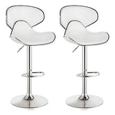 2 Banquetas Altas Tm Bs061 Blancas Tapizado Cuero Ecológico Altura Regulable Blanco Blanco