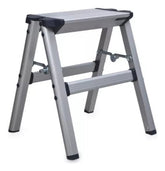 Escalera Plegable Liviana Banco De 1 Escalon De Aluminio Gris