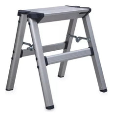 Escalera Plegable Liviana Banco De 1 Escalon De Aluminio Gris