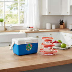 Combo Escolar Lunchera Garden Life Azul 3 Tapers Rubbermaid Azul Liso