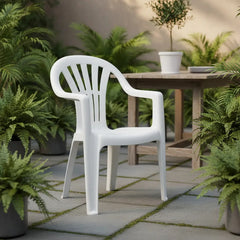 Silla Plastica Apilable Interiores Exteriores Tm Eco H:100kg Blanco Lisa