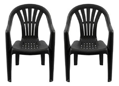 2 Sillas Plasticas Apilables H:100k Interiores Exteriores Tm Negro Lisa