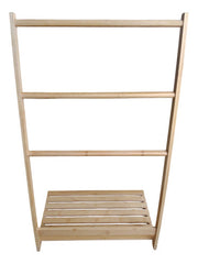 Toallero De Pie Para Baño 3 Cilindros Madera Altura 90cm Marrón Claro