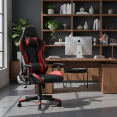 Silla Reclinable Para Oficina Pc Gamer Vivendi Negro Rojo Negro