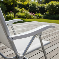 Reposera 4 Posiciones Bel Aluminio Poliéster Pvc Blanco Blanco