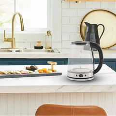Pava Eléctrica Kanji De Vidrio Con Corte Automático Y Función Mate De 2 Litros Gris Negro