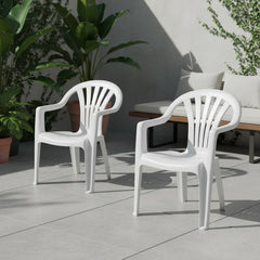 2 Sillas Plasticas Apilables Interiores Exteriores Tm H:100k Blanco Lisa