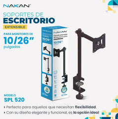 Soporte Tv Nakan Spl 520e Escritorio Extensible Y Giratorio Negro