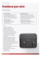 Freidora De Aire Ultracomb Fr-8626 11,2 Litros Con Control De Temperatura Y Superficie Antiadherente Negro