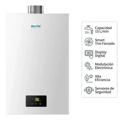 Calefón Escorial 15 Litros Ce-15l Smart Encendido Automático Blanco Gn