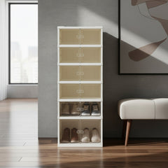 Organizador Plegable Plastico De Zapatillas 6 Cajones VIVENDI Blanco