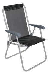 Reposera De 1 Posición Bel Aluminio Poliéster Pvc Negro Cs Negro