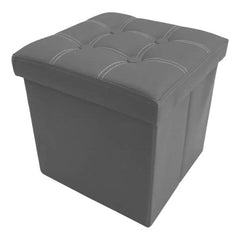 Puff Baulera Plegable Tm Guardado Capitone De 38x38cm Gris Gris