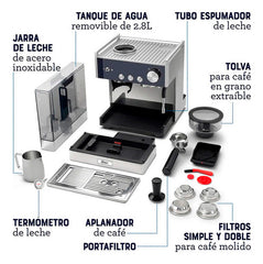 Oster Bvstem7400 Cafetera Automatica Espresso Barista Molinillo 2,8l Plateado/negro