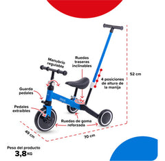 Triciclo Con Manija 2 En 1 Camicleta Bebesit Sl-2023-c Azul