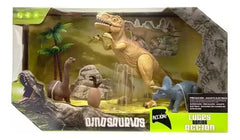 Set Pequeño De Juguetes Dinosaurios Luz Movimiento Sonido