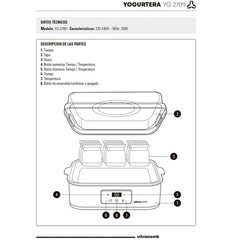 Yogurtera Digital Ultracomb Yg-2709 9 Jarros Vidrio Con Receta Capacidad De 1,6 Litros Celeste