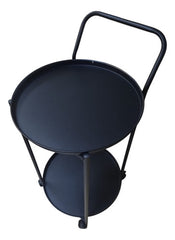 Mesa Carro Bar De Metal De 2 Niveles Con 4 Ruedas Tm Negro C Negro