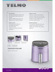 Freidora De Aire Yelmo Fr-7309 Digital 5 Litros 1400w Dig Violeta
