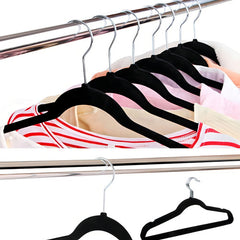 Perchas Slim Terciopelo Antideslizante Delgadas X 5 Tio Musa Color Negro