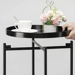 Mesa Ratona Mesa De Arrime De Luz Metal 2 Estantes Vivendi Negro