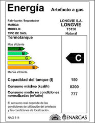 Termotanque Multigas Longvie Plus T5150 C/poliuretano 150 Li Color Blanco