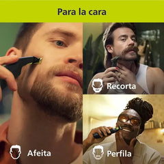 Afeitadora Philips Oneblade Pro Qp6532/10 - Peine Ajustable Con 12 Longitudes, 90 Min De Uso Continuo Y 100% A Prueba De Agua Negro