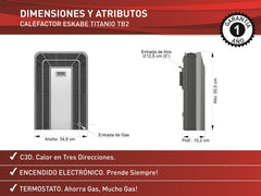 Calefactor Tiro Balanceado Eskabe Tt Tb2 Te 2000 Kcal/h Color Cava