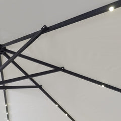 Sombrilla Central Playa Jardin 2,7m Base Manivela Luz Led C Beige Lisa