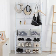 Perchero Multifunción Para Zapatos Sombreros 168cm Blanco Blanco