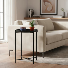 Mesa Ratona Mesa De Arrime De Luz Metal Negra Vivendi Negro