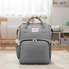 Mochila Maternal Multifunción Cuna Cambiador Para Bebe Gris Gris Claro Liso
