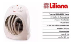Caloventor Liliana Hot Wind 2000w Con Termostato Color Blanco