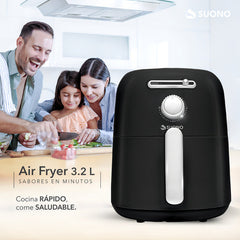 Freidora De Aire Suono Air Fryer Mecánico 3.2 L 1450w Color Negro