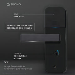 Cerradura Inteligente Suono Smart Lock Mini Huella Digital S Negro