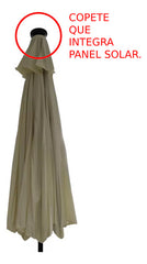 Sombrilla Central Playa Jardin 2,7m Base Manivela Luz Led C Beige Lisa