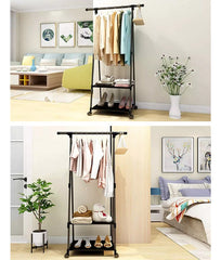 Perchero Pie Con Ruedas 2 Estantes Organizador Blanco 160x55 Blanco