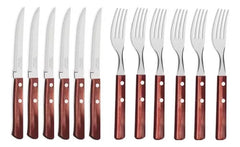 Juego De 12 Cubiertos Tramontina Churrasco Madera Acero - Marrón