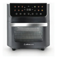 Freidora De Aire Digital 14 Lts Ultracomb Fr-8622 1800w Negra Con Espiedo 12 Programas Táctil Negro