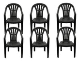 6 Sillas Plasticas Apilables H:100k Interiores Exteriores Tm Negro Lisa