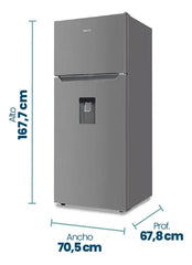 Heladera Philco Top Mount Con Dispenser No Frost Inverter 402l Inox- Phnt453xdi2 Acero Inoxidable