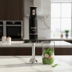 Licuadora De Mano Yelmo Lm-1550 Color Negro 1200w Acero Inoxidable Con Vaso