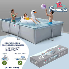Pileta De Lona Tiburoncito N7 300x200x70cm Cap 4200l Gris Lisa